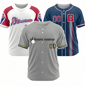 ジャージシャツ刺繍バルクチーム刺繍ロゴビンテージオリジナルスタイルTシャツメンズフルカスタム野球ウェア - Product Image 1