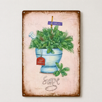 Plaque Métallique Vintage de Jardin, Rectangulaire, Imprimée, Effet Vieilli, Décoration Murale pour Ferme et Patio
