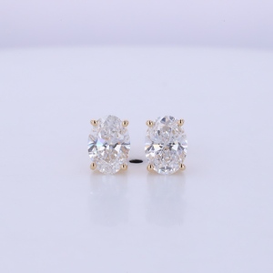 10K 14K Oro sólido Forma ovalada 0.7ct 1ct 2ct Lab Grown Diamond IGI Solitaire Diamond Stud Pendientes - Product Image 1