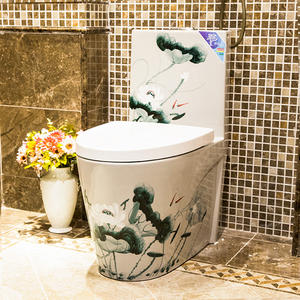 โถสุขภัณฑ์เซรามิกแบบดั้งเดิมลายดอกบัวจีน คุณภาพสูง ประหยัดน้ำ สไตล์เรโทร งานศิลปะเซรามิกโบราณ - Product Image 1