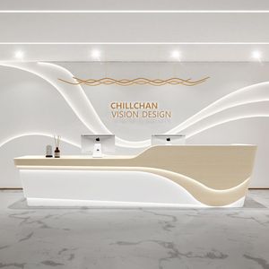 Nuevo en 2025, Mostrador de Recepción con Diseño de Barco, Dorado, con Carga Inalámbrica, Mueble Pequeño, Mesa de Recepción para Peluquería, Mesa de Bar - Product Image 2