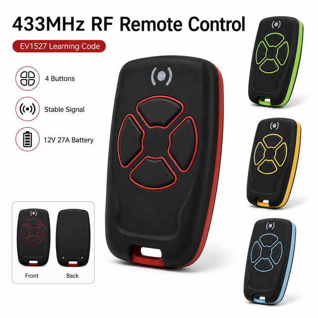 433MHz 1527 Learning Code RF Remote Control 4 Button Wireless Transmitter for Garage Door Gate Opener Receiver