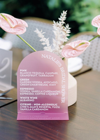 Double panneau de menu en acrylique personnalisé pour mariage Bar et fête modernes Présentoir de bureau Matériau Pmma Emballage en carton
