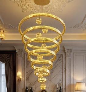<span class=keywords><strong>Lampadario</strong></span> Moderno in Cristallo, Lampada a Sospensione per Scale, Lampada <span class=keywords><strong>da</strong></span> Soffitto Dorata di Lusso per Villa, Hotel, <span class=keywords><strong>Sala</strong></span>, Soggiorno, Grande <span class=keywords><strong>Lampadario</strong></span> per Casa - Product Image 3