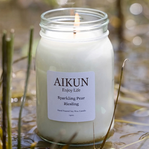 AIKUN Factory OEM <b>Bulk</b> Custom Minimalist Luxury Soy Wax Glass Jar <b>Candle</b> in Modern Home Office Desk Relaxation Decor - Product Image 2