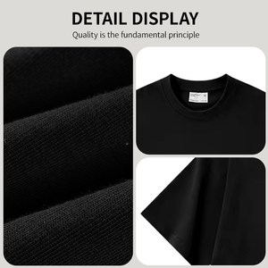 Camiseta de Verano de Manga Corta Tejida de Alta Calidad, 100% Algodón, Estilo Desgastado, Efecto Desteñido, Estilo Normcore Minimalista, Talla Grande - Product Image 5