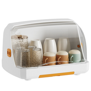 Dustproof <b>Cup</b> Storage Rack With Lid Multi Purpose Desktop Draining Tray For <b>Tea</b> <b>Cups</b> And Baby Bottles Square Shape - Product Image 5