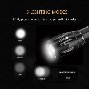 ไฟฉายซูม LED ไฟฉายซูมได้สำหรับการล่าสัตว์ ตั้งแคมป์ เดินป่า วิ่ง ปากกาไฟฉาย ไฟฉายหยก - Product Image 2