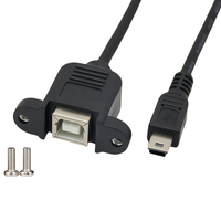 Prise femelle USB 2.0 B vers mini câble mâle USB 5 p 5 broches câbles de données blindés pour appareil photo et imprimante d'ordinateur montage sur panneau
