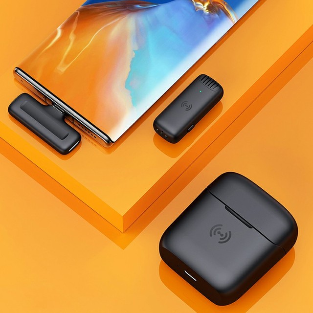 Portable Wireless Lavalier Microphones Low Latency Lapel Mic with Charging Case for Youtube Vlog Interview TikTok