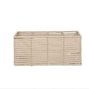 Custom Nordic style faux rattan desktop storage <b>basket</b>, light beige <b>rectangular</b> kitchen seasoning organizer. - Product Image 3