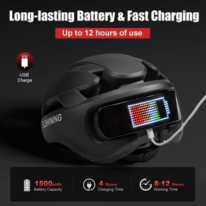 <span class=keywords><strong>Casco</strong></span> de <span class=keywords><strong>Bicicleta</strong></span> de Alta Calidad, Ligero y Ajustable con Pantalla LED de Alta Visibilidad de 360°, Controlado por Aplicación Inteligente para Señales de <span class=keywords><strong>Giro</strong></span> - Product Image 4