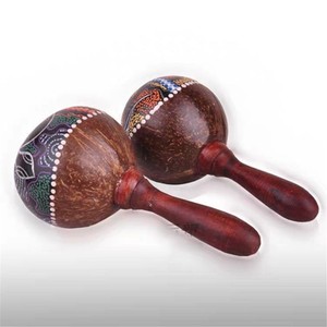 Maraca en Coque de Noix de Coco Professionnel, Instrument de Percussion à Main, Balle de Sable Rythmique, Matériau Écologique en Bois Peint, pour Accompagnement Musical Folklorique - Product Image 5