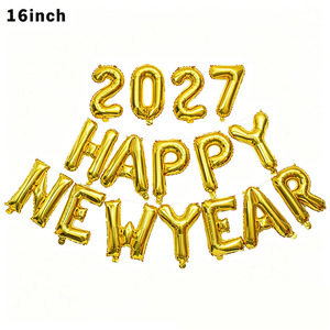 Bộ bóng chữ số và chữ cái vàng bạc 16 inch, chữ Happy New Year 2027, trang trí tiệc mừng năm mới, có sẵn trong kho - Product Image 6