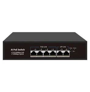 Metal Shell 4port Rj45 100mbps 1.2gbps Network Wifi Black Poe Unmanaged Switch