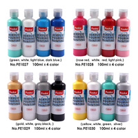 Livraison à temps, 4 couleurs vibrantes, pigmentées, peinture acrylique fluide de qualité artiste 100 ml pour l'artisanat et la peinture