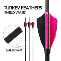 Flèches en carbone pur ID 4,2 mm avec plumes de dinde véritables, pointe en acier, 500-1500, accessoire de tir pour arcs composés et classiques pour la chasse