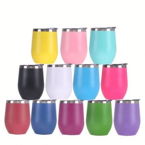 Gobelet isotherme en acier inoxydable à double paroi de 12 oz avec logo personnalisé, forme d'œuf, tasse à café avec couvercle anti-fuite pour usage domestique et fêtes - Product Image 4