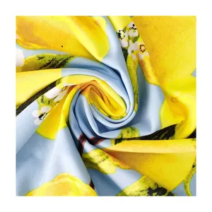 Offre Spéciale DTY polyester spandex usine fournisseur de tissu extensible citron imprimé jersey vêtements de détente, tissu pour les vacances