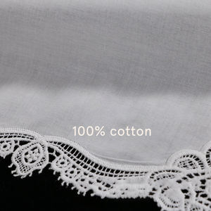 Pañuelos de algodón personalizados con encaje de <span class=keywords><strong>ganchillo</strong></span> en el borde 30cm Pañuelos de mujer Pañuelos textiles para Boda nupcial - Product Image 4