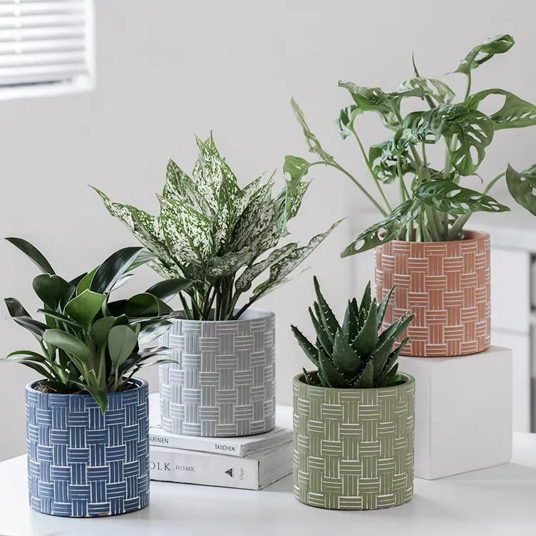 Best selling nordic style modern indoor tabletop bonsai succulent pots cylinder garden flower concrete pots