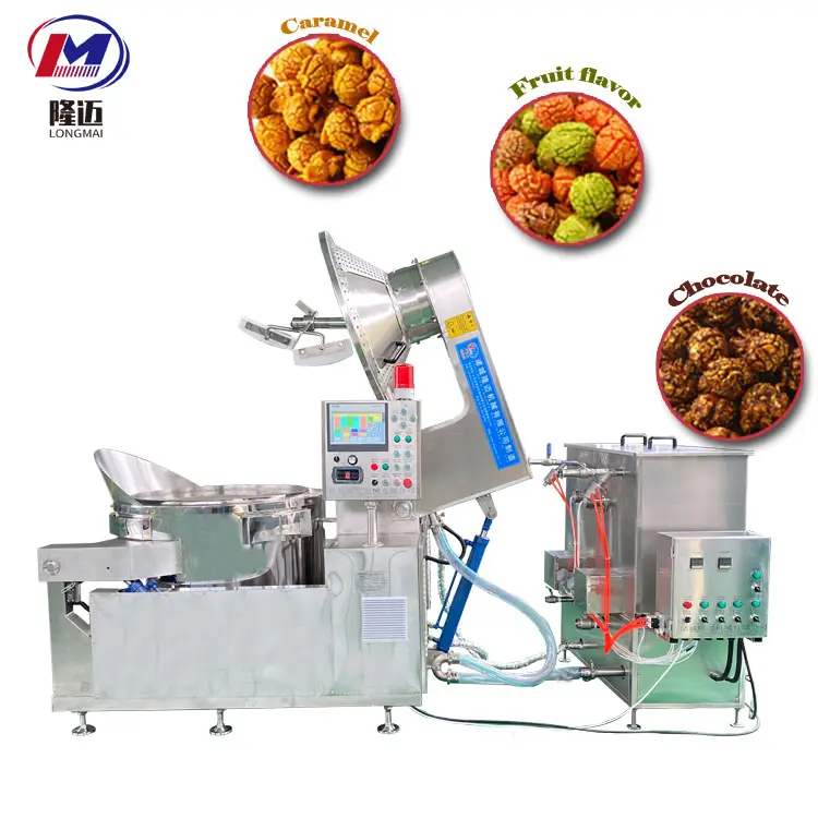 Automatico industriale grande gas commerciale elettrico cinese caramello gourmet popcorn che fa macchina de per listino prezzi popcorn