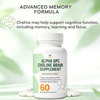 Capsules de choline Alpha GPC OEM favorisant la santé des nerfs et soutenant la santé cardiovasculaire, complément alimentaire pour le cerveau à base de choline Alpha GPC.