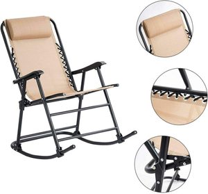 كرسي استراحة قابل للإمالة قابل للطي للفناء الحديقة كرسي هزاز يمكن استخدامه في الظلام مع انعدام الجاذبية للفناء الخلفي والساحة الخارجية وبجانب حمام السباحة - Product Image 5