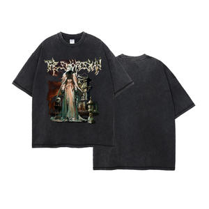 2025 primavera estate nuova <span class=keywords><strong>tendenza</strong></span> t-shirt da <span class=keywords><strong>uomo</strong></span> Vintage retrò stile gotico scuro marchio stampato 100% tessuto <span class=keywords><strong>di</strong></span> cotone effetto lavato - Product Image 5