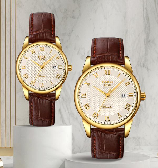 SKMEI 9058 Fashion Quartz Watches for Men,unisex Watches Set Water Proof Watch Brand,couple Watch Luxury Brand Watches Prices