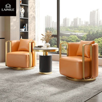 Moderner Luxus-Akzentsessel mit Goldmetallrahmen, drehbarer Einzelsessel, Freizeit-Loungesessel für Wohnzimmer, Villa, Hotel
