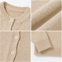 Suéter Minimalista Premium de Algodón Puro para Mujer, Cárdigan con Botones y Cuello Redondo, Top Clásico para Combinar en Capas, OEM Personalizado
