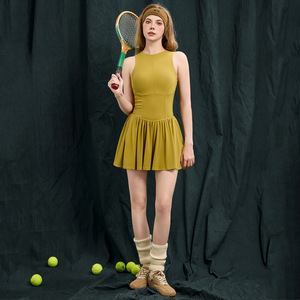 Nuevo <span class=keywords><strong>Vestido</strong></span> de Tenis Ajustado para <span class=keywords><strong>Mujer</strong></span>, Sin Mangas, con Relleno en el Pecho, Cuello Redondo, para Pickleball, Bádminton, Conjunto de Tenis de Una Pieza - Product Image 6