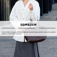 Sac cabas Dragon Diffusion en polyester tissé avec cordon de serrage, doublure en cuir véritable, fermeture ouverte, sacs en cuir pour femmes, sacs cabas pour femmes