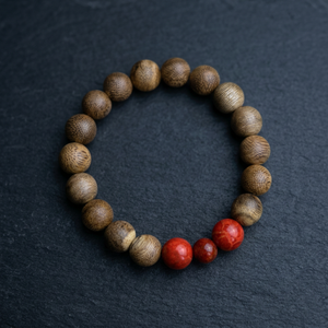 Mi Pulsera de Cuentas de Agarwood de 16 mm con Cuentas de Madera y Acento de Coral Rojo, Estilo Vintage, Joyería Unisex, Regalo ASD10.02.006 - Product Image 3