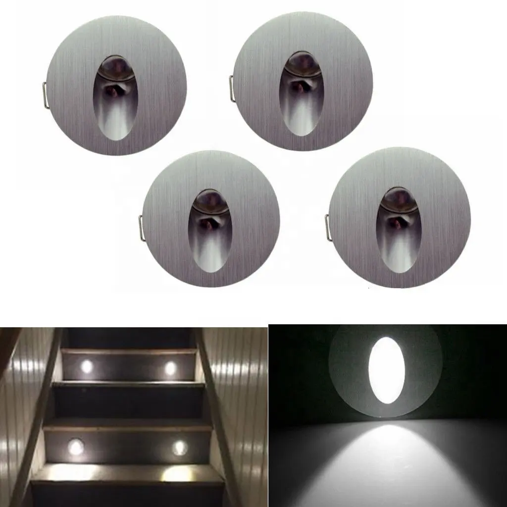 1w/3w LED Recessed Stair Light Indoor Corner Wall lights Stairs Step Stairway Hallway staircase lamp Round AC85-265V