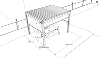 Auvent électrique en aluminium avec lames orientables électriquement, adapté aux jardins extérieurs, aux patios, aux bords de piscine, etc.