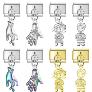 Hapiship moda nuevo acero inoxidable niñas niño <span class=keywords><strong>Palma</strong></span> encanto <span class=keywords><strong>italiano</strong></span> enlaces ajuste 9mm pulsera DIY hacer joyería de mujer DJ711 - Product Image 4