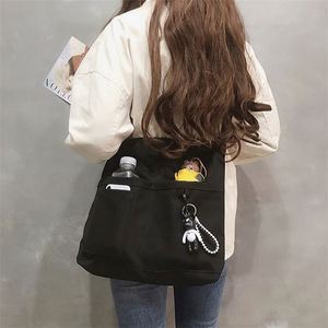 Sac fourre-tout en toile écologique portable et tendance avec fermeture éclair, bandoulière, poche et grande capacité pour le shopping – Vente en gros - Product Image 1