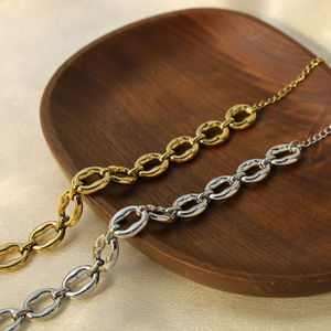 Stainless Steel Geometric Chain Necklace 18K Gold Silver Spliced Fashion Jewelry Daily Party Wear - Product Image 2