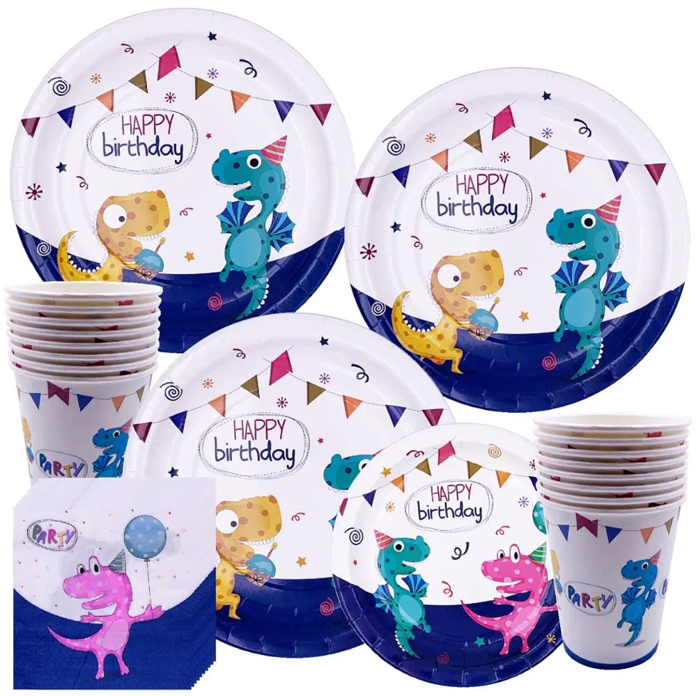 Lovely Party Blue and Pink Dinosaur Theme Party for Baby Birthday Party supplies