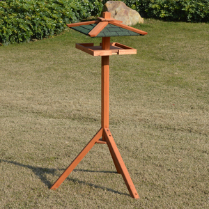 Weather-Resistant Outdoor Wooden <strong>Bird</strong> Feeder House with Stand for Gardens - Product Image 1