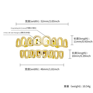 Grillz para dientes, estilo Hip Hop, con incrustaciones de oro, plata y circonita, diseño hueco geométrico, unisex, para uso diario. - Product Image 4