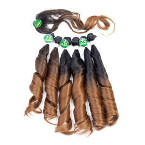 Nhà Máy Bán Sỉ Nhật Bản Sợi 3 Bó Tóc Với Ren Đóng Cử<span class=keywords><strong>a</strong></span> Xoăn Sóng Tổng Hợp Bện Tóc Màu Ombre - Product Image 2