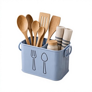 Portacubiertos de hierro azul mate con diseño de tenedor y cuchara, hecho a mano en India - Product Image 5