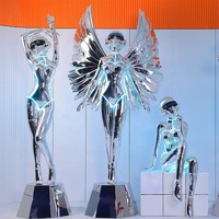 Statue de femme sexy en métal populaire, grande sculpture de robot sexy Sorayama, décoration de bar
