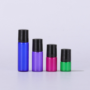 Mini Màu Xanh Hồng Tím Màu Xanh Lá Cây 1Ml 2Ml 3Ml 5Ml Thủy Tinh Cuộn Trên Chai Rỗng Refillable Tinh Dầu Chai Với Màu Đen Nắp Nhựa - Product Image 6