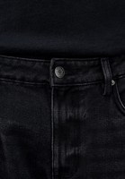 Jean droit noir délavé pour homme, coupe classique, en denim anthracite vintage, pantalon masculin, vente en gros, bas de garde-robe personnalisés et tendance