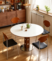 Table à manger moderne pliable et extensible 6 places pour petits espaces, plateau en pierre frittée convertible, écologique et durable, pour la maison et l'hôtel