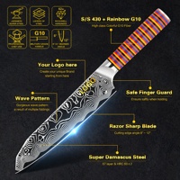 Couteau de chef japonais Gyuto en acier Damas VG10 à 67 couches, à haute teneur en carbone, avec manche Rainbow G10 de 8 pouces, idéal pour les restaurants